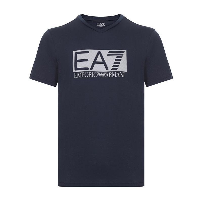 EMPORIO ARMANI EA7 阿玛尼 男款棉质V领短袖T恤 3GPT61 PJM9Z 1554-海军蓝 L