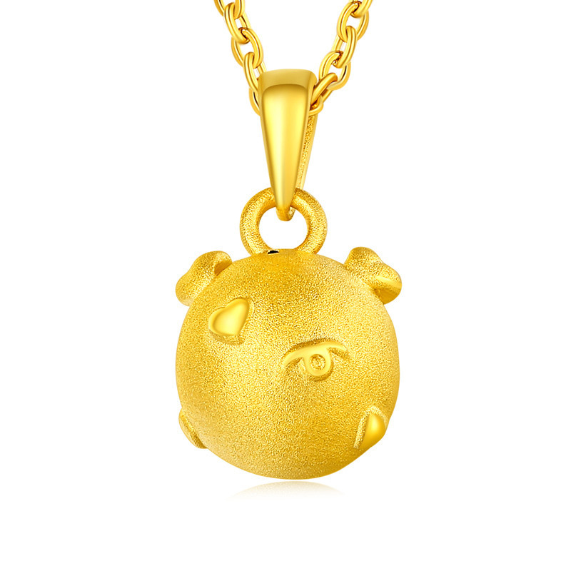 壹仟俩 黄金吊坠生肖猪吊坠女足金9993D硬金通用本命年小萌猪定价黄金吊坠 YD0011