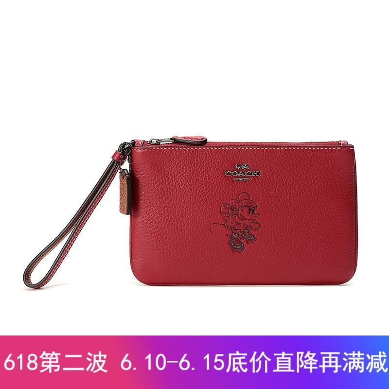 COACH 蔻驰 奢侈品 女士DISNEY X COACH系列皮革手拿包零钱包 37540B DKF8Q-红色