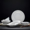 简约日式餐具套装碗盘家用景德镇创意玲珑陶瓷碟筷子组合微波炉用 玉牡丹12头