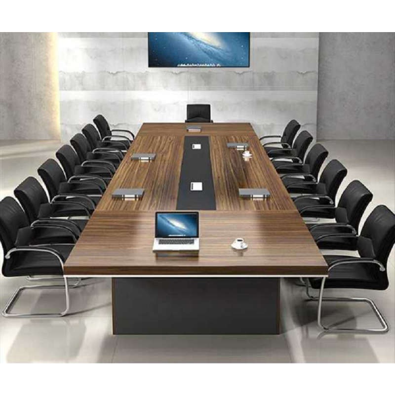 标灿办公桌会议桌长桌大型会议室培训桌子 棕色高清实拍图