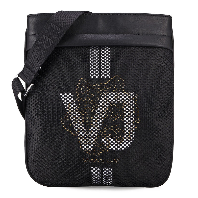VERSACE JEANS 范思哲 春夏款 男士黑色聚酯纤维镂空挎包E1YTBB12 70892 899 黑色