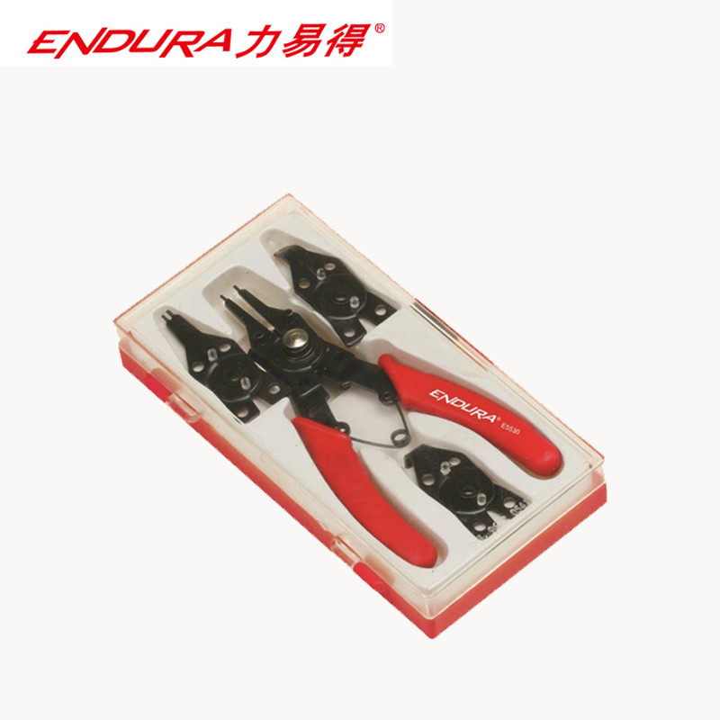 力易得（ENDURA） 5件套卡簧钳 E5530曲口直口可换头卡簧钳 1把（货期3-5天）