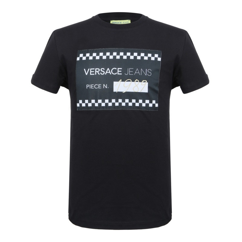 VERSACE JEANS 男士黑色棉质短袖T恤衫B3GTA76B 36610 899 XXL 黑色