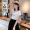 印花短袖T恤女2019新款韩版ins修身衣服半袖上衣夏季 M 白色