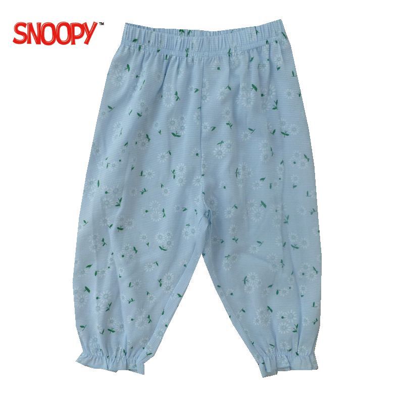 史努比(SNOOPY)童装专柜正品儿童裤子薄棉款夏季2-13岁中小童防蚊裤女童蓝色印花空调裤长裤夏装90-140cm