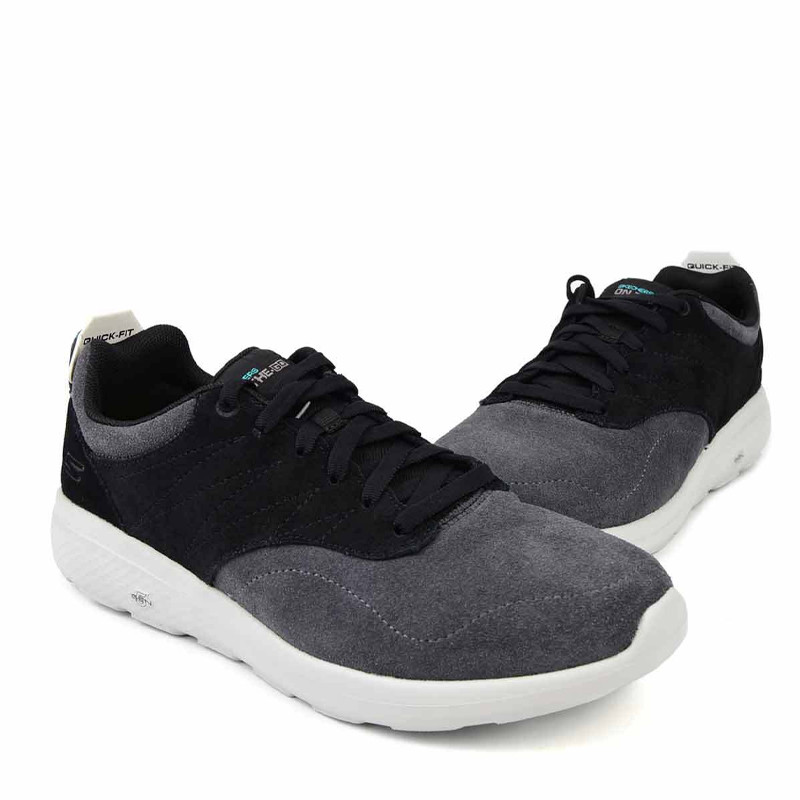 SKECHERS 斯凯奇 男鞋轻质系带跑鞋 简约时尚运动休闲鞋 54305 黑色/灰色 42码