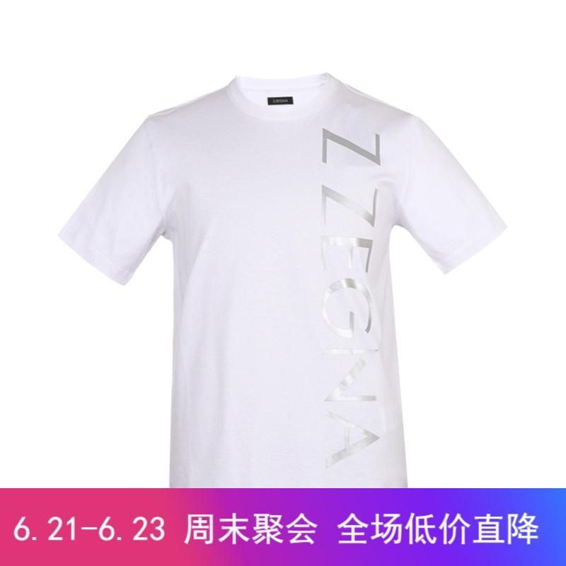 Z Zegna 杰尼亚 男士棉质圆领短袖T恤衫 VS372 ZZ630X 6X1-白色 L