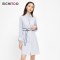 爱居兔春装2019女装时尚浅蓝长款衬衫连衣裙 170/92A/XL 浅蓝条纹(02)