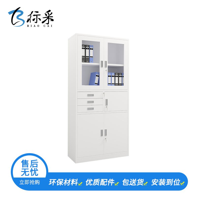 【标采】铁皮文件柜 钢制柜 偏三斗内保险柜 文件柜 办公柜 档案柜 铁皮柜 资料柜 850*390*1800mm（厚度：0.7mm）