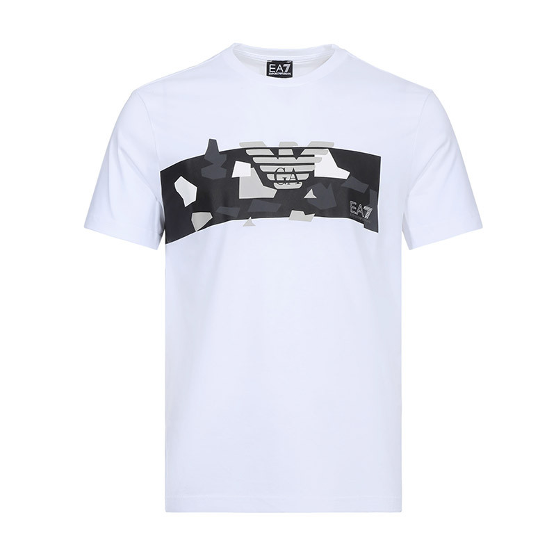 EMPORIO ARMANI EA7 阿玛尼 男士棉质圆领短袖T恤衫 3GPT09 PJT7Z L 1100-白色
