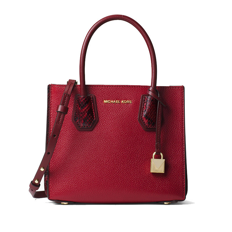 MICHAEL KORS 迈克·科尔斯 MK女包 MERCER系列皮革中号风琴款手提包单肩斜挎包 30F8GM9M6I 深红色30F8GM9M2I