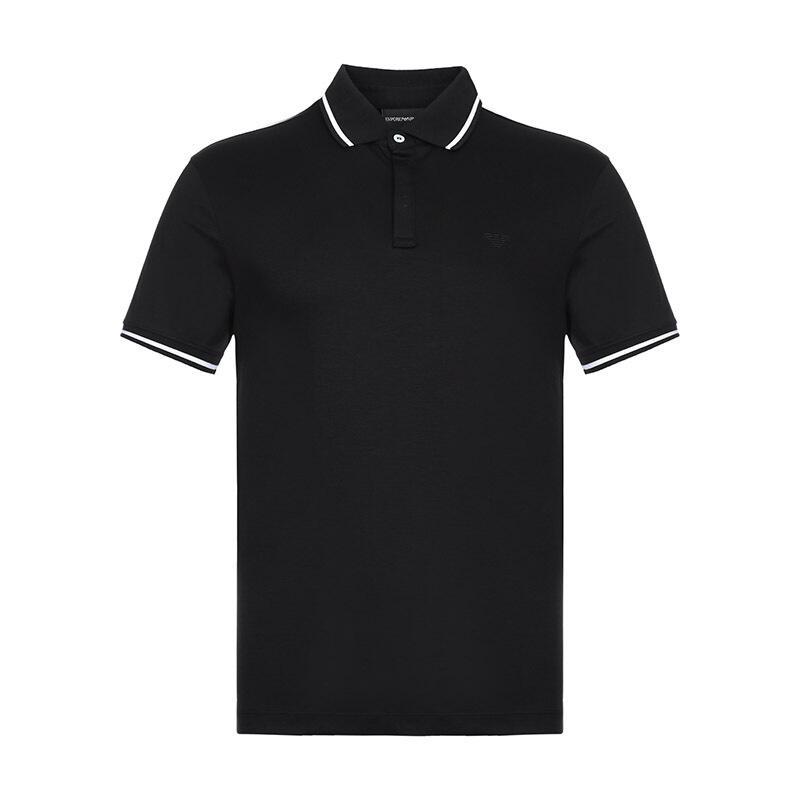 EMPORIO ARMANI 阿玛尼 男款棉质短袖POLO衫 3G1F90 1JSTZ 0999-黑色 S