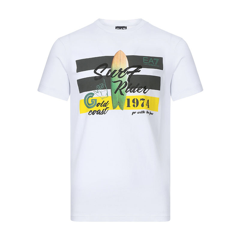 EMPORIO ARMANI EA7 阿玛尼 男款棉质圆领短袖T恤 3GPT15 PJT7Z 1100-白色 XL
