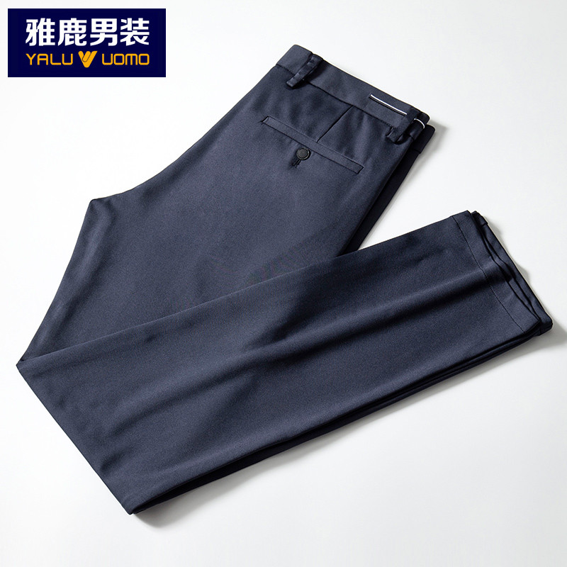 雅鹿男装休闲裤男修身韩版潮流商务男士弹力裤子A19101921 38(185/100A） 藏青