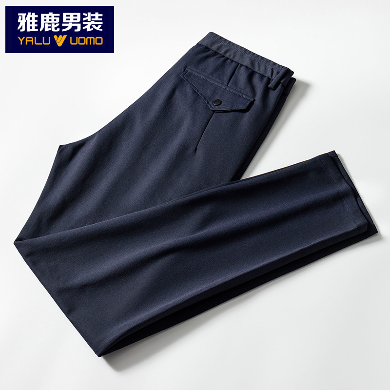 雅鹿男装裤子男宽松修身男裤商务时尚男士休闲裤零A19101927 38(185/100A） 藏青