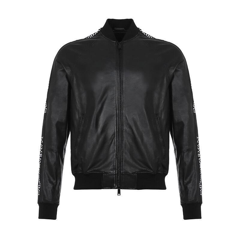EMPORIO ARMANI 阿玛尼 男士羊皮革皮衣外套夹克 21B5DP 21P5D 999-黑色 50