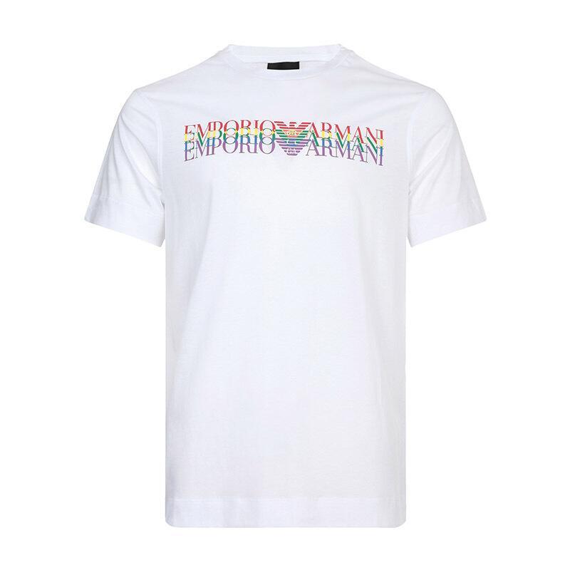 EMPORIO ARMANI 阿玛尼 男士混纺圆领短袖T恤衫 3G1TM6 1JQXZ F130-白色 XL