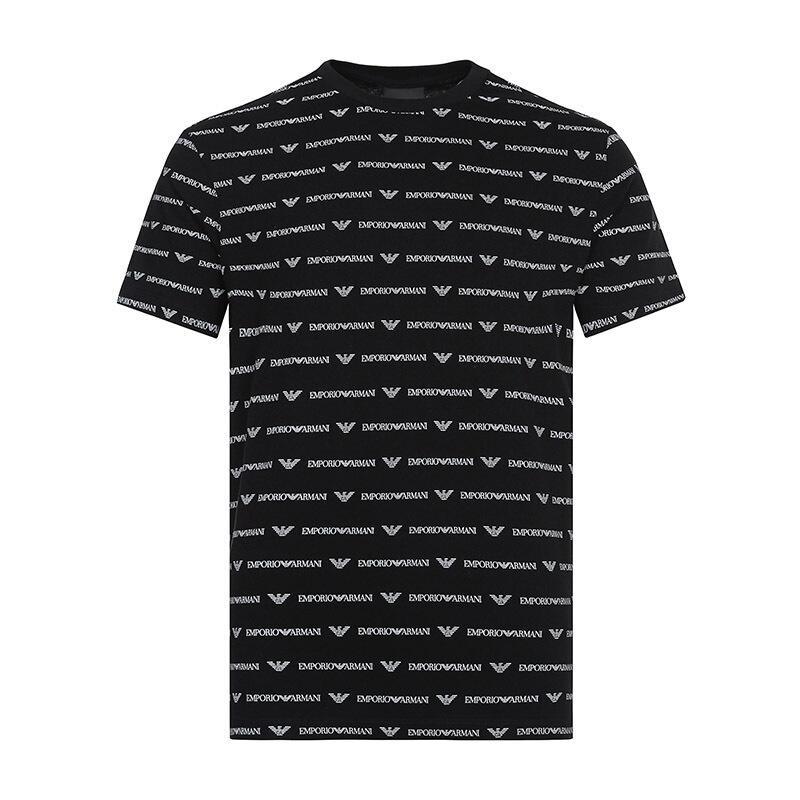 EMPORIO ARMANI 阿玛尼 男士棉质圆领短袖T恤衫 3G1T69 1J19Z 0004-黑色 XXL