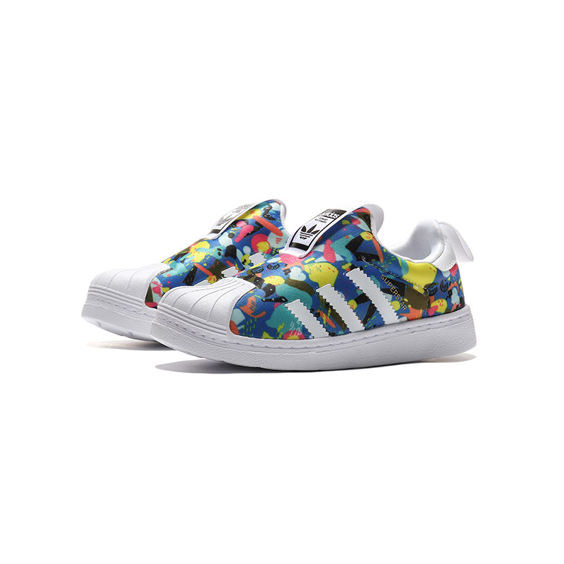 阿迪达斯adidas三叶草童鞋SUPERSTAR 4-10岁90-140cm休闲鞋小童鞋EE6264 EE6264蓝色+白色+黄色 33码/适合脚长200mm