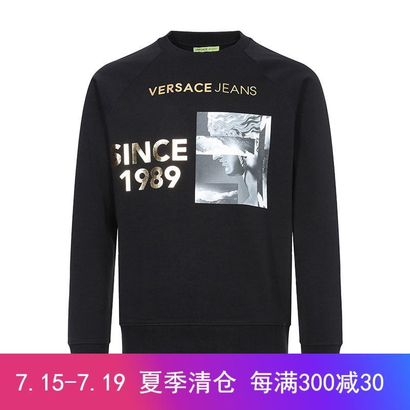 Versace JEANS 范思哲 男士棉质圆领长袖运动衫卫衣 B7GTA7FZ 30180 899-黑色 S