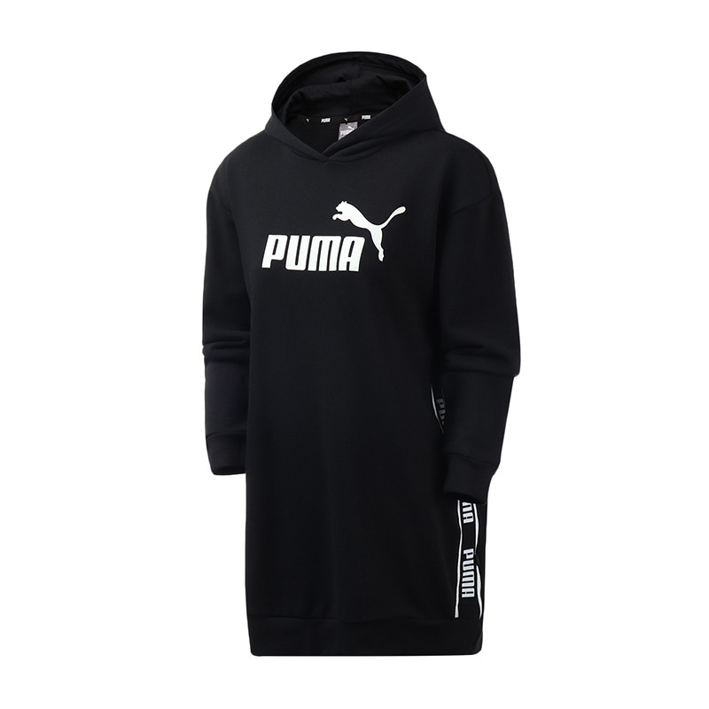PUMA彪马女装串标连帽长袖卫衣休闲运动连衣裙581073 XXL 58107301黑色