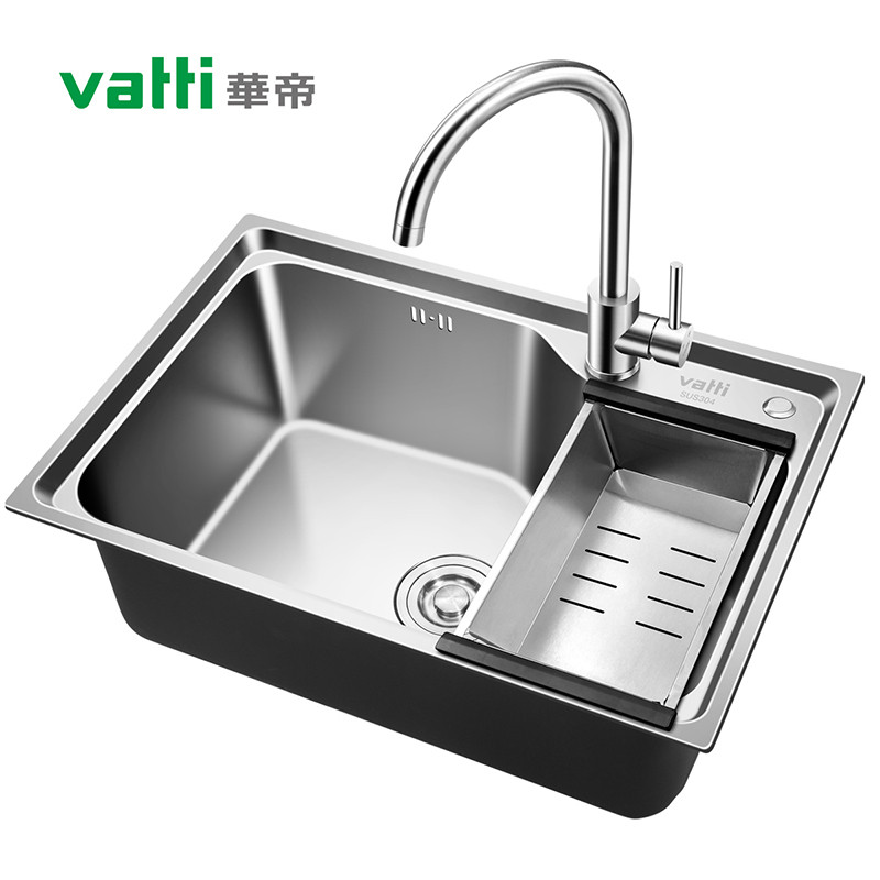 华帝(VATTI) 304不锈钢水槽单槽 拉丝不锈钢洗菜盆 厨房水槽 厨房洗碗盆091102(650*435*220)