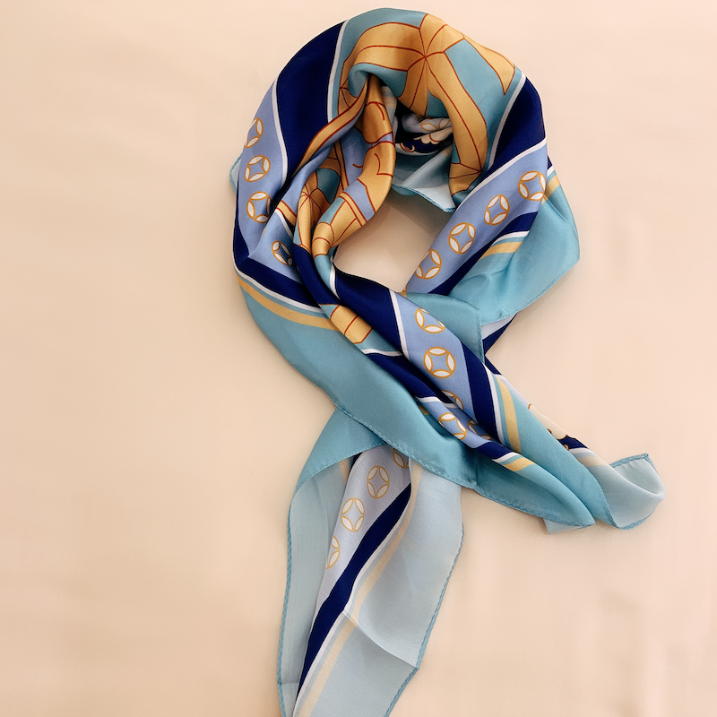 吉像方巾90cm*90cm 蓝色