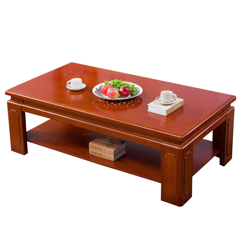 富和美边桌茶几带抽现代简约咖啡桌现代中式茶几办公茶几简约木制茶几86实木茶几 红棕色长茶几