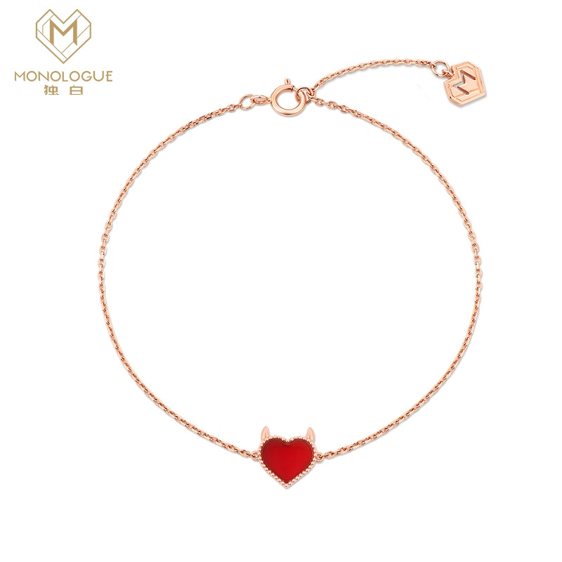 MONOLOGUE独白MIX系列恶魔之心18K金玛瑙手链女MA1405 16.25cm