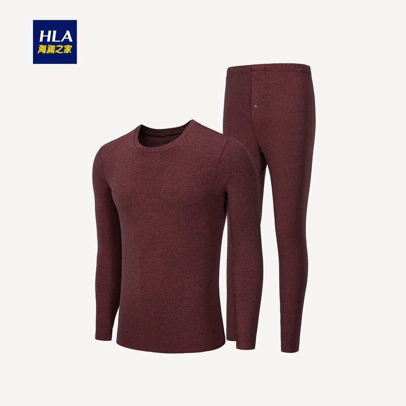 HLA海澜之家保暖内衣套装秋冬贴身基础棉毛衫男 HUTAJ3R002A 暗红花纹02 185/110/XXXL