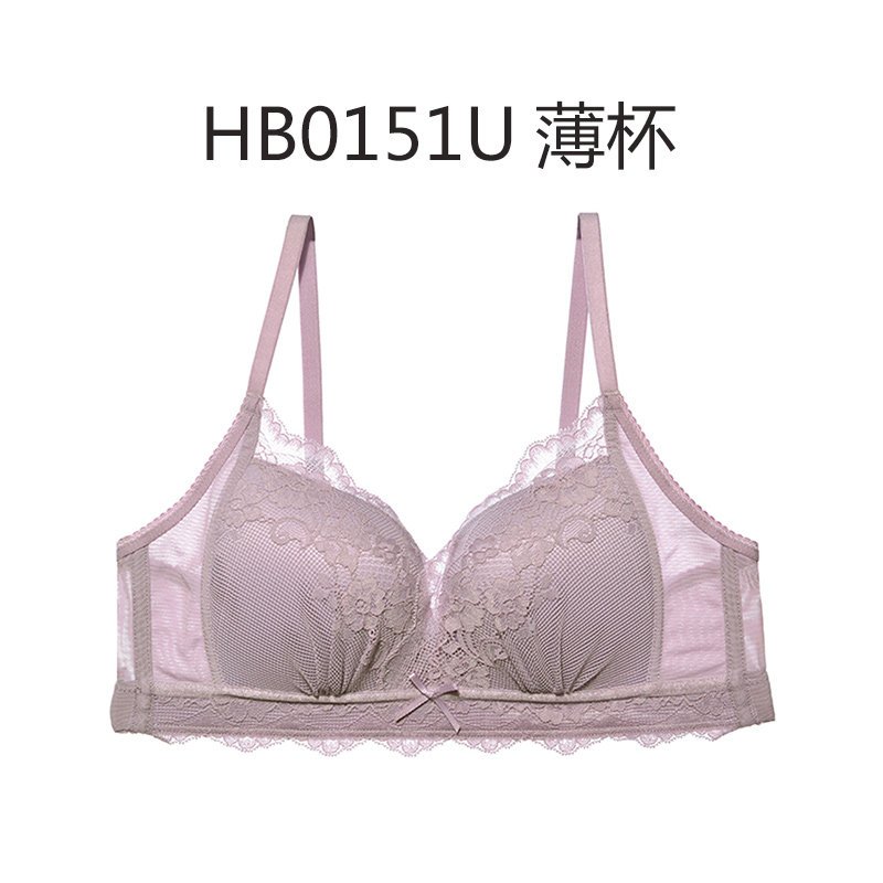 安莉芳旗下安朵无钢圈文胸蕾丝薄款收副乳内衣胸罩女HB0151U_1 80C 紫罗兰色VLT