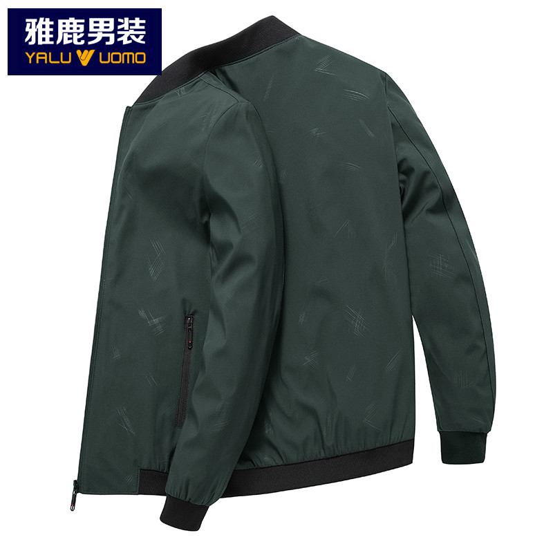 【版型偏小，建议拍大一码】雅鹿男装男士外套夏2019春秋季新款时尚帅气休闲棒球领夹克男潮A19202053 墨绿 175