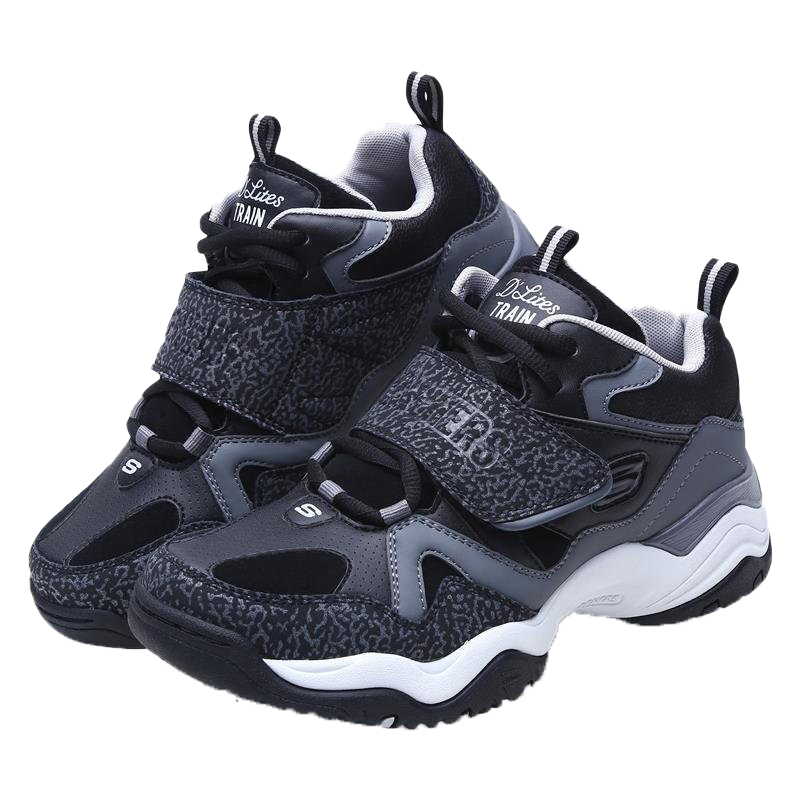 Skechers斯凯奇D’lites休闲鞋男女鞋 复古拼接熊猫鞋 66666079 黑色/炭灰色 37码
