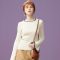 美特斯邦威ins套头毛衣女秋冬装纯色小清新高领绑带灯笼袖毛衫 160/84A 白色（款L）