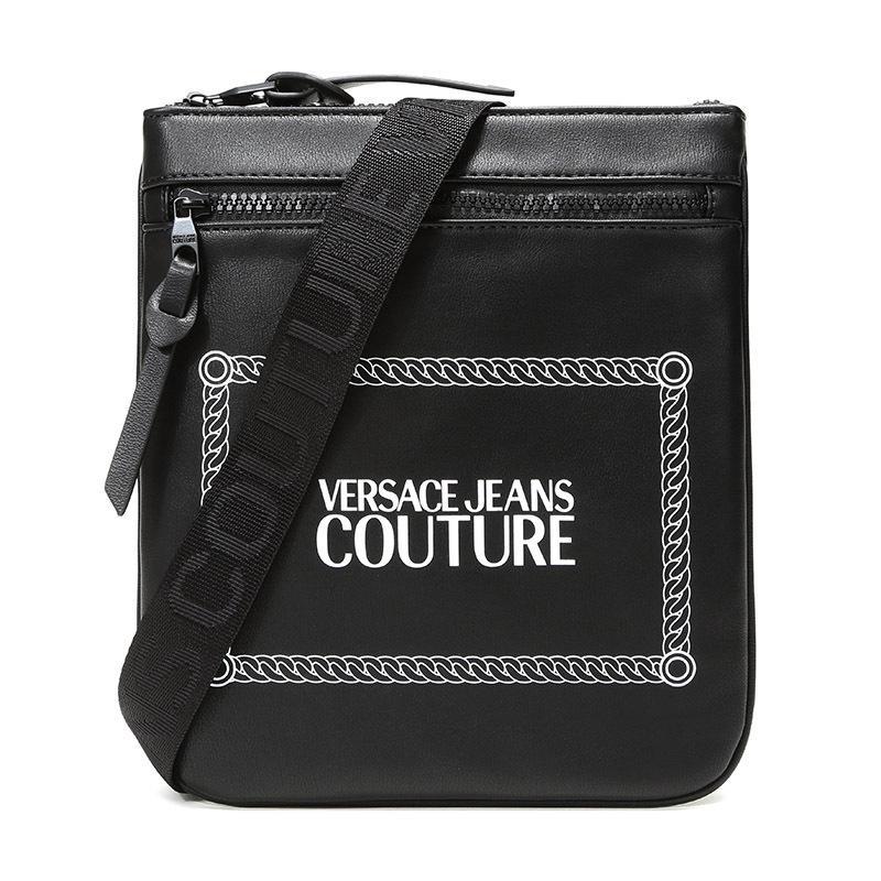 VERSACE JEANS 范思哲 男款织物/聚氨酯树脂单肩斜挎包 E1YUBB11 40332 MI9-黑色白色