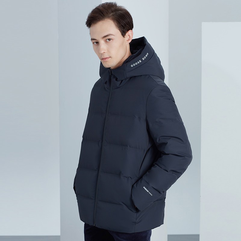 雅鹿2019冬季新款加厚羽绒服男连帽大鹅绒保暖韩版潮流防寒外套D_1 185/2XL 灰色