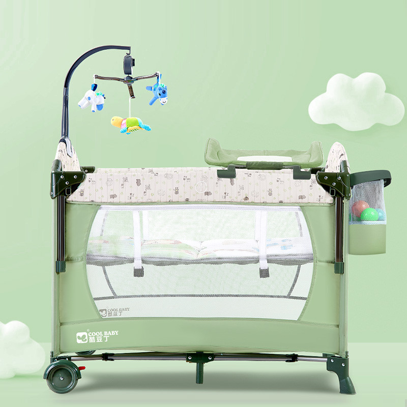 coolbaby婴儿床可移动可折叠便携式宝宝床多功能新生婴儿床拼接大床可移动摇篮床婴儿床边床bb床