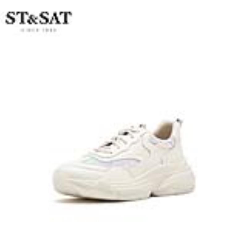 星期六(ST&SAT)秋季新品圆头深口亮片小白鞋单鞋女SS93112078 97浅紫色 34码