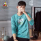 稻草人卫衣男2019秋季新品套头圆领印花衣服运动休闲外套男春秋 2XL 军绿色