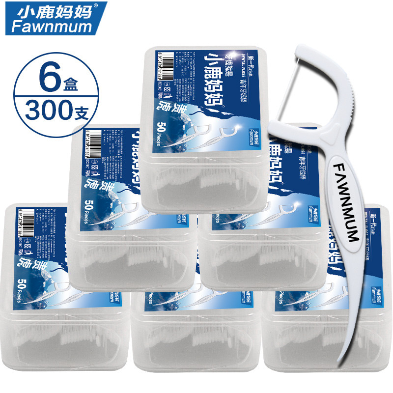 小鹿妈妈(FAWN MUM)贵虎盒装牙线棒50支/盒*6盒
