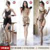 霏慕性感女士情趣内衣制服套装免脱开档薄全透明连体丝袜网袜长筒连裤袜蕾丝花边吊带女式情趣睡衣服睡裙丁字内裤渔网破洞成人用品 【三件装】95+97+99