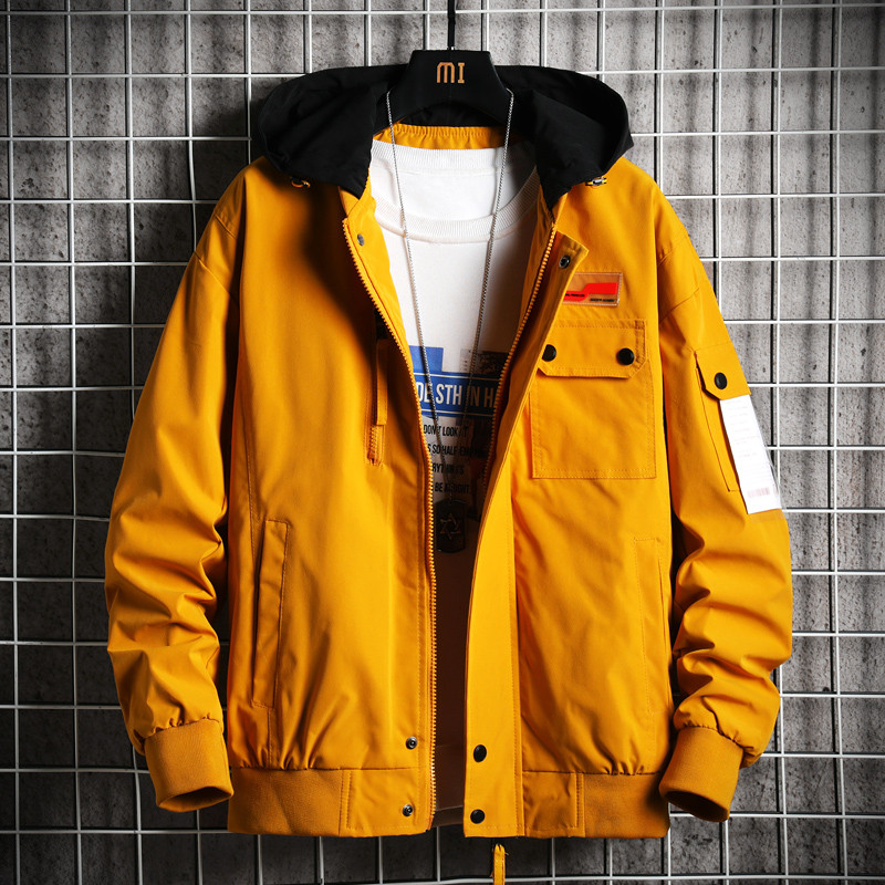 三弦(LA CORDE)工装外套男潮牌宽松日系夹克上衣男款帅气秋装2019年新款春秋潮流LA-MYJ8016 黄色 2XL