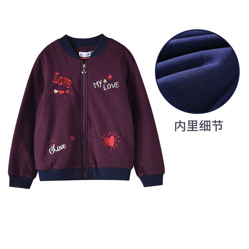 铅笔俱乐部童装2019秋冬新款女童加厚外套中大童长袖外套儿童上衣_1 130 紫咖啡