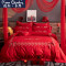 皮尔卡丹(Pierre Cardin)家纺 60支长绒棉全棉刺绣婚庆四件套大红刺绣喜被套结婚套件1.8m床新婚房床上用品 八件套床单款【1.5/1.8m床】 爱你久久红