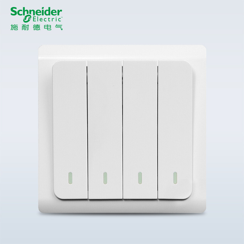 施耐德电气（Schneider Electric） 开关插座面板 轻逸系列清雅白 清雅白 四开双控