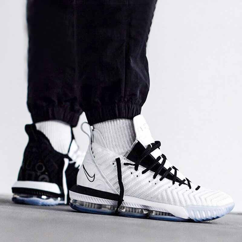 Nike耐克LebronLBJ16詹姆斯黑白鸳鸯实战篮球鞋BQ5970-101 BQ5970-101左黑右白 41
