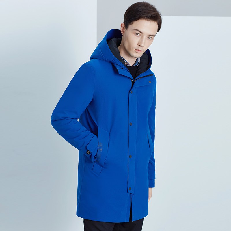 雅鹿反季清仓羽绒服男士加厚短款2019冬季青年潮流白鸭绒连帽外套 190/3XL 亮宝蓝