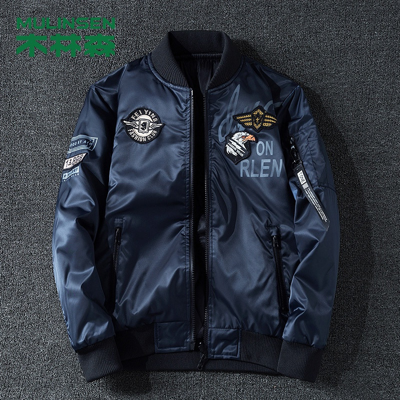 木林森(MULINSEN)飞行服男秋冬季速卖通双面穿外套大码棒球服空军棉衣夹克男