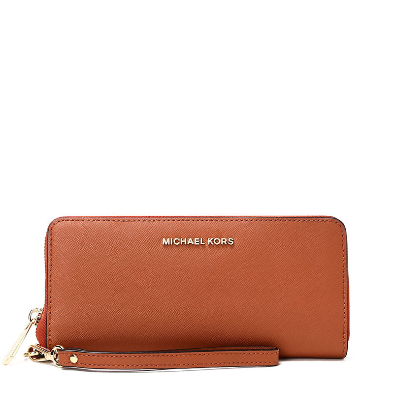 Michael Kors/迈克·科尔斯 女士Jet Set长款拉链腕带钱包 32S5STVE9L 橘橙色